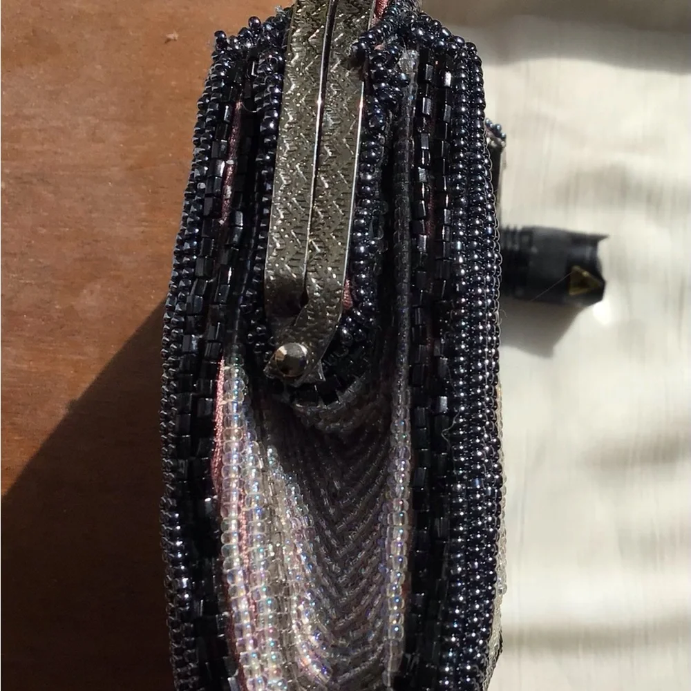 Vintage SharMark Black and Clear Beaded Clutch - Picture 9 of 13